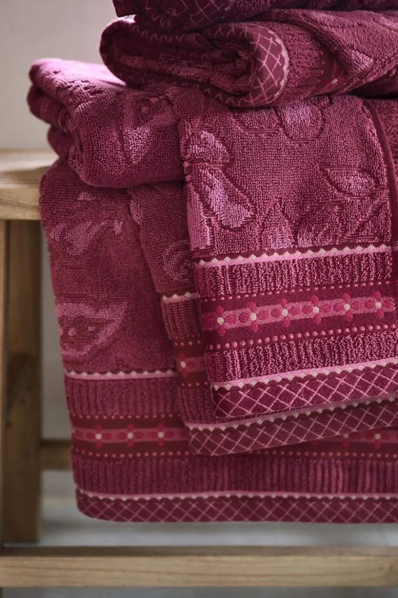 Badetuch Jasmin Jacquard Dunkelrosa 55x100cm