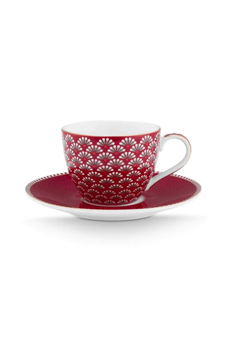 Espresso Tasse & Untertasse Blooming Tales Dunkelrot 120ml