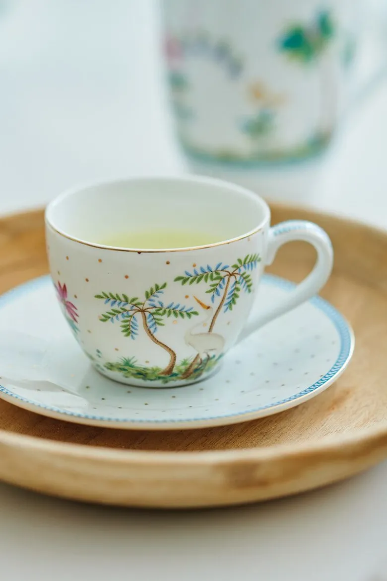 Espresso Tasse & Untertasse Jolie Punkte Gold Blau
