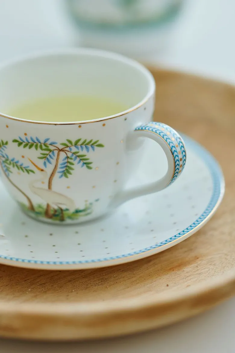 Espresso Tasse & Untertasse Jolie Punkte Gold Blau