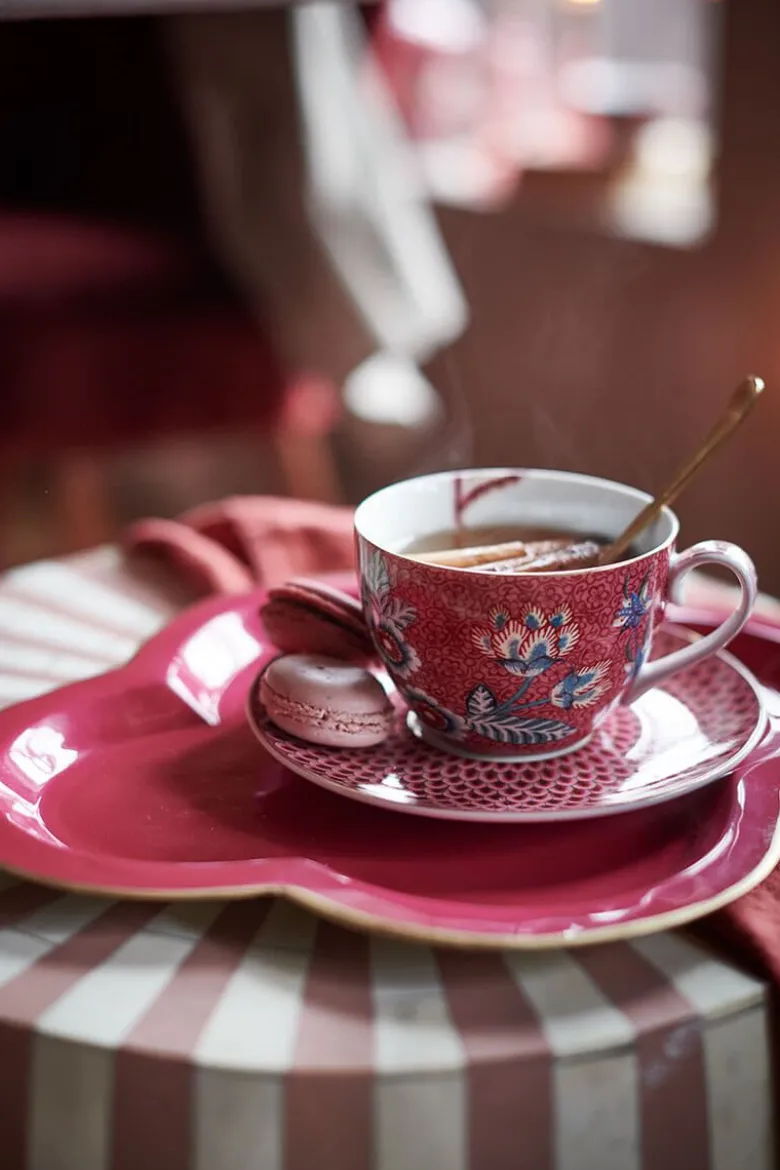 Flower Festival Cappuccino Tasse & Undertasse Dunkelrosa