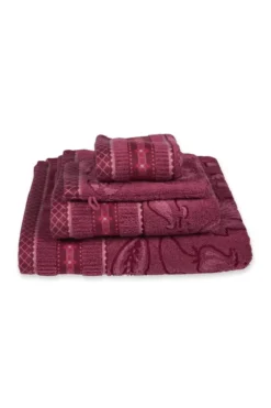 Gästehandtuch Set/3 Jasmin Jacquard Dunkelrosa 30x50cm