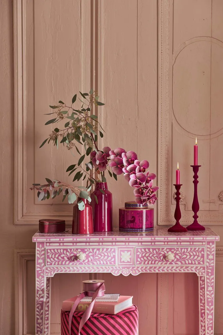 Kerzenhalter Samt Rosa 27cm