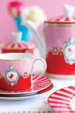 Love Birds Tasse Klein Rot/Rosa