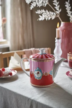 Love Birds Teekanne Medium Rot/Rosa