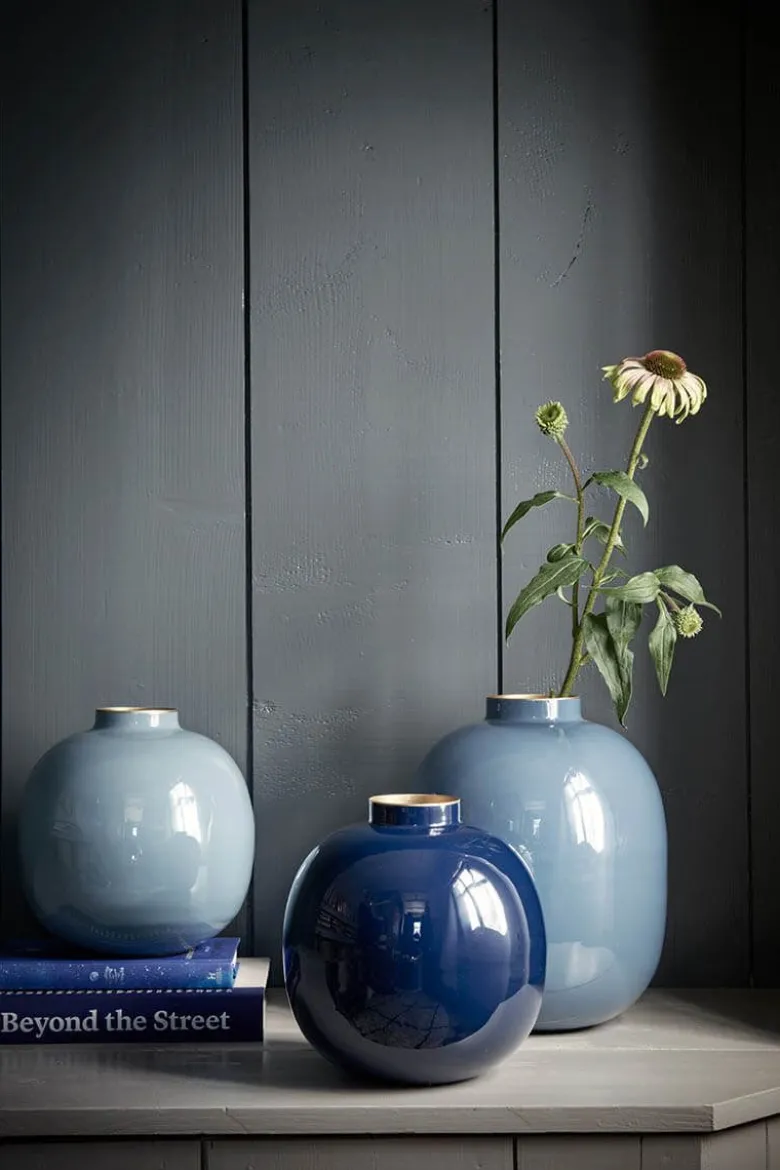 Metall Vase Dunkelblau 23 cm