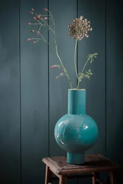 Metall Vase Dunkelgrün 40cm