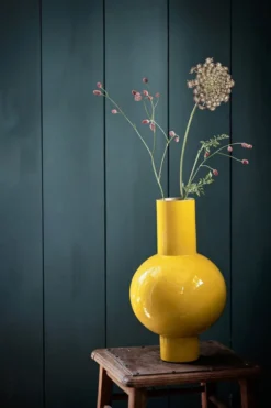 Metall Vase Gelb 40cm