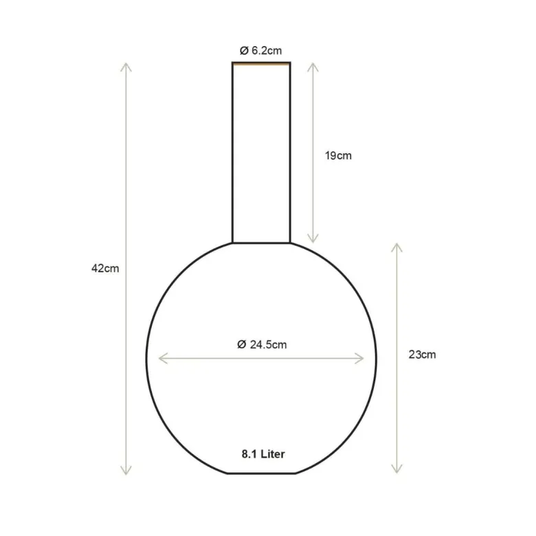 Metall Vase Gross Matt Hellblau 42cm