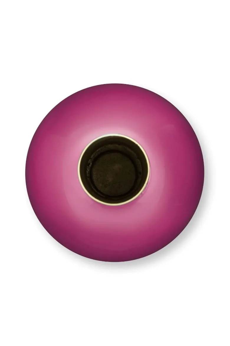 Metall Vase Klein Knallrosa 26cm