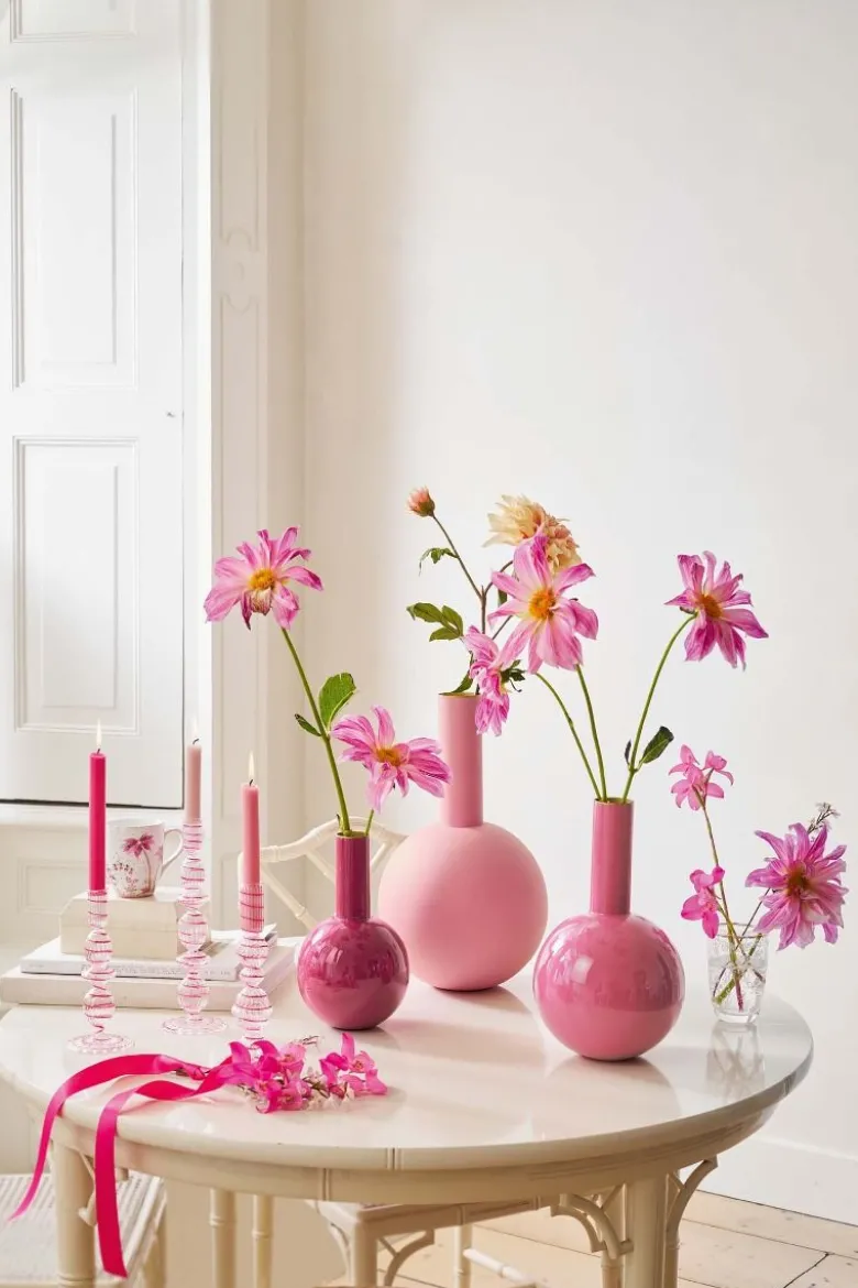 Metall Vase Mittel Rosa 33cm