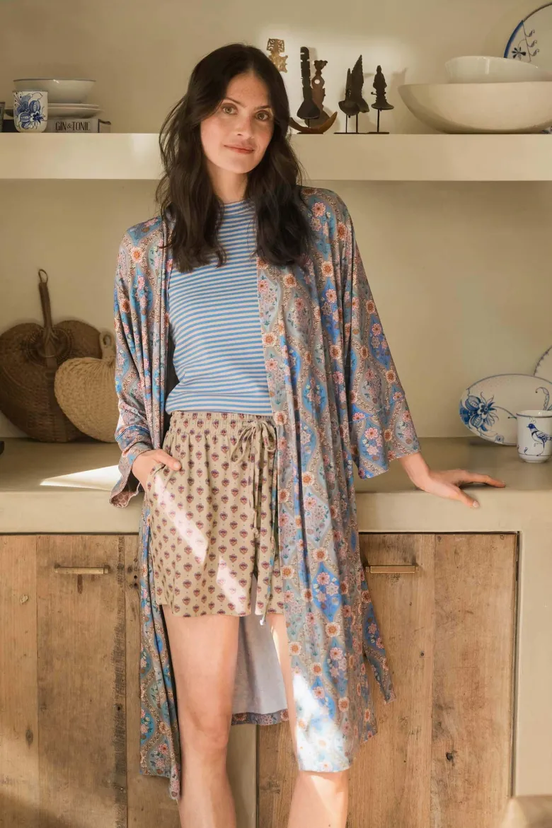 Naomi Kimono Ornamento Blau