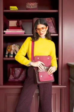 Schultertasche Fenna Klein Il Ricamo Rot