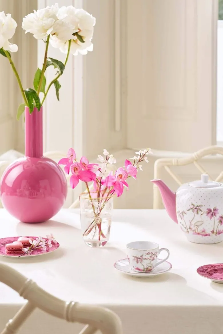 Set/2 Espresso Tassen & Untertassen Jolie Punkte Gold Rosa