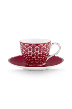 Set/2 Espresso Tassen & Untertassen Blooming Tales Dunkelrot 120ml