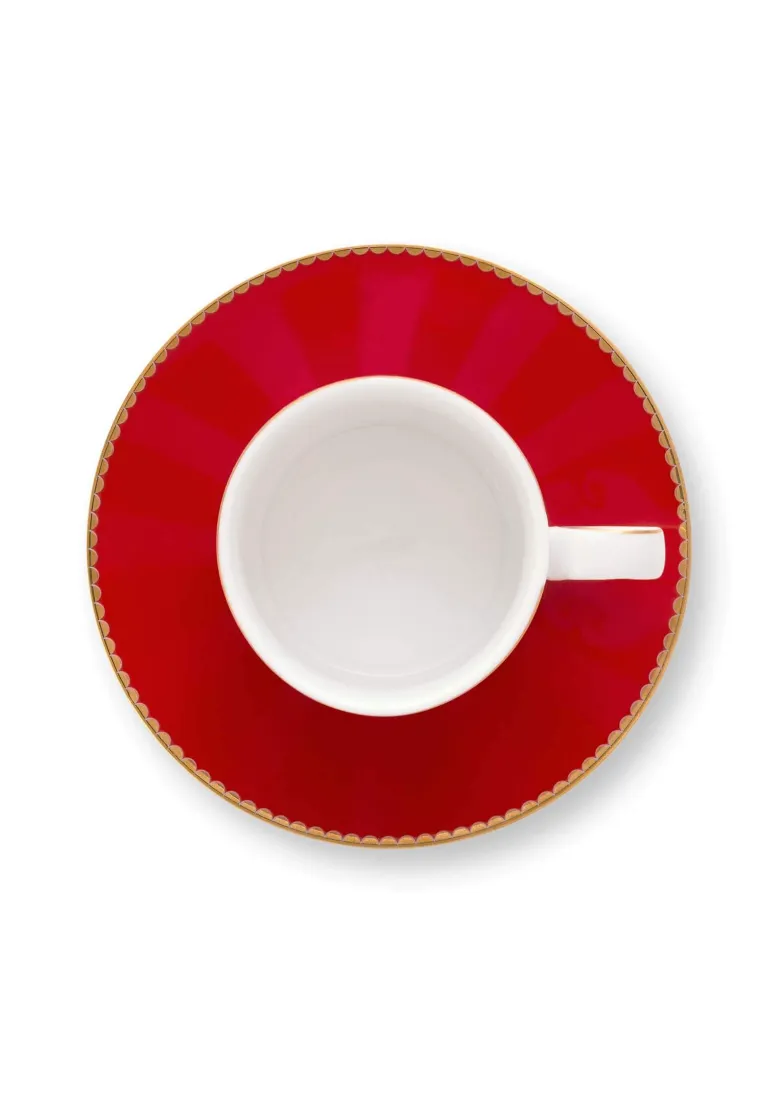 Set/2 Espresso Tasse & Untertasse Love Birds Streifen Rot-Rosa