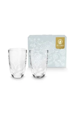 Set/2 Longdrinkgläser Blume Weiss