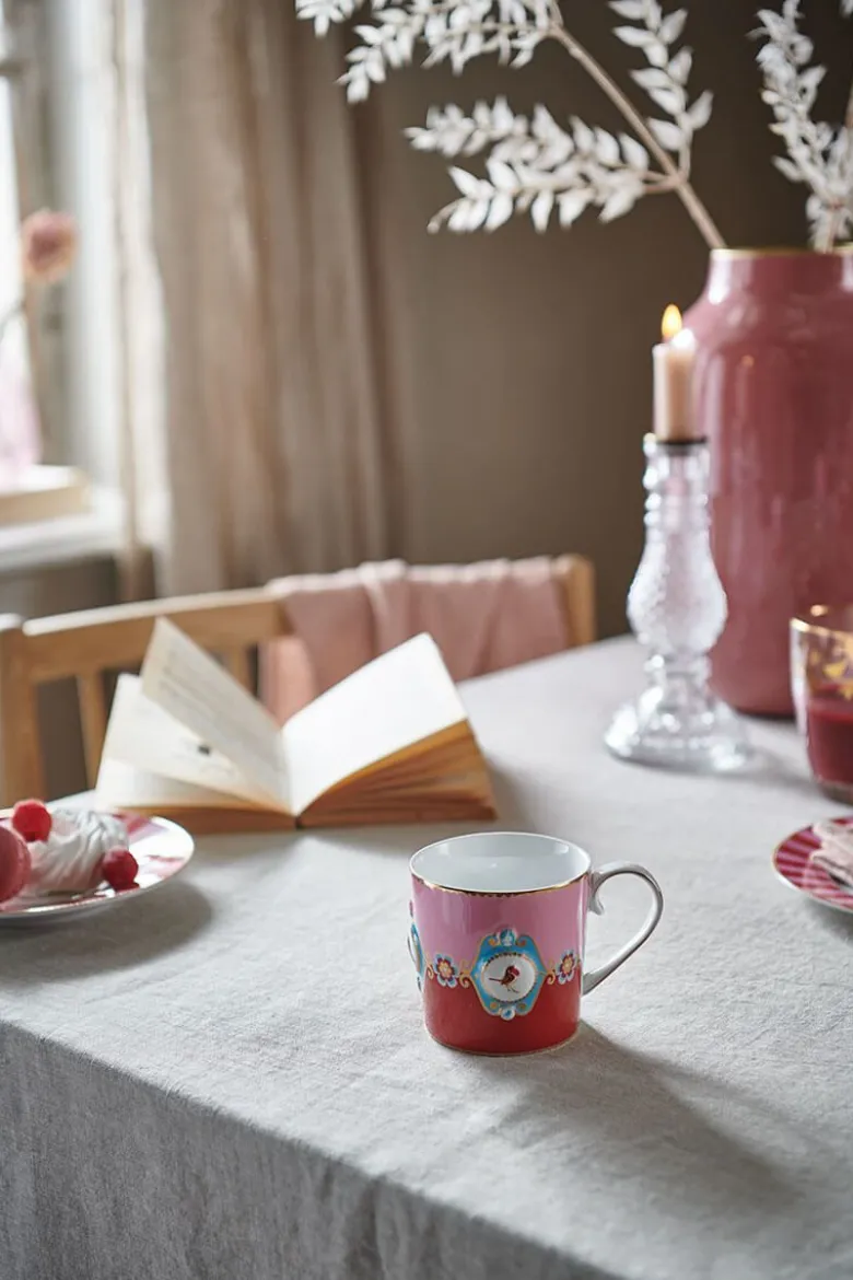 Set/2 Tassen Groß Love Birds Medallion Rot-Rosa
