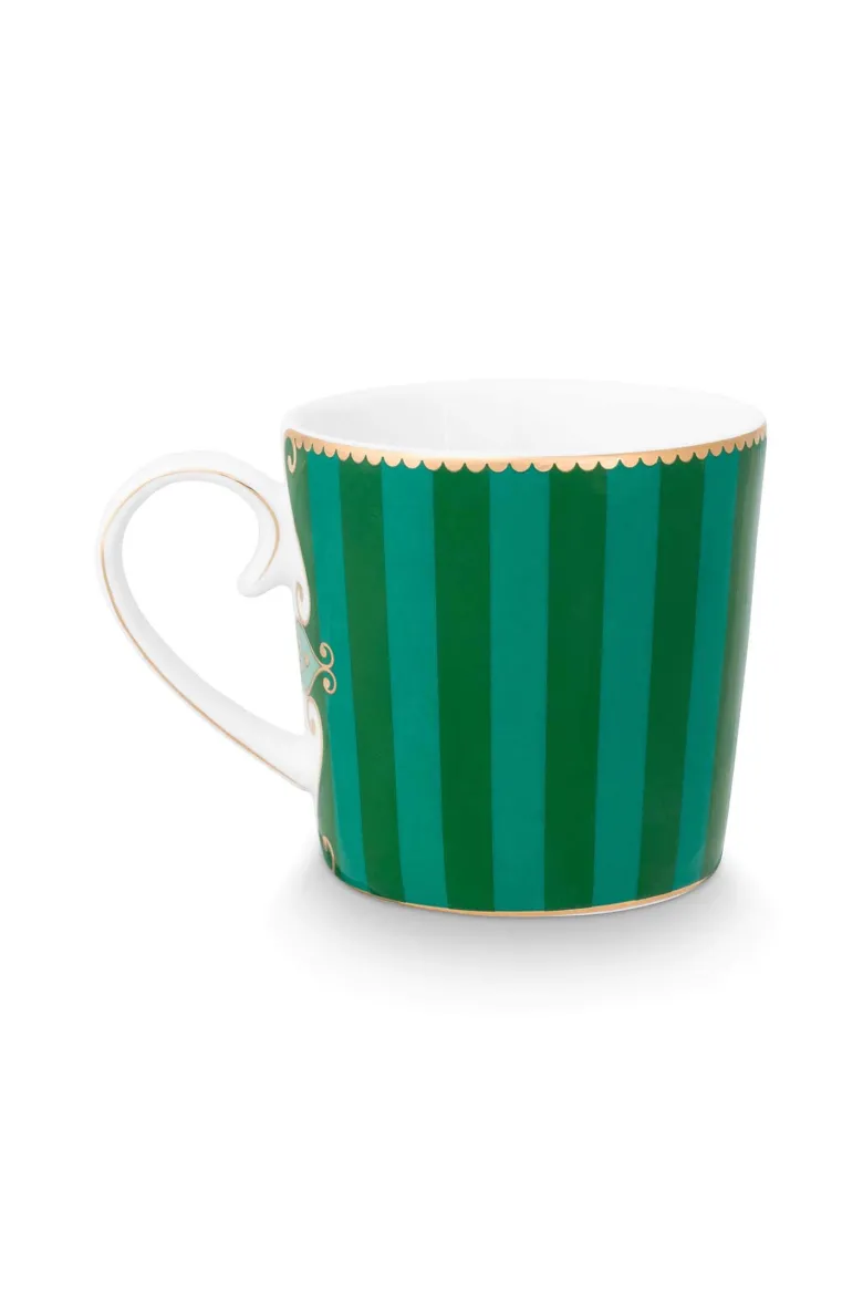 Set/2 Tassen Klein Love Birds Medallion Streifen Emerald-Grün
