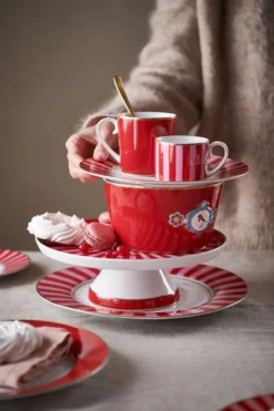 Set/2 Tassen Klein Love Birds Medallion Rot