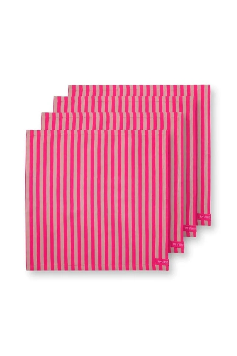 Stripes Set/4 Servietten Rosa