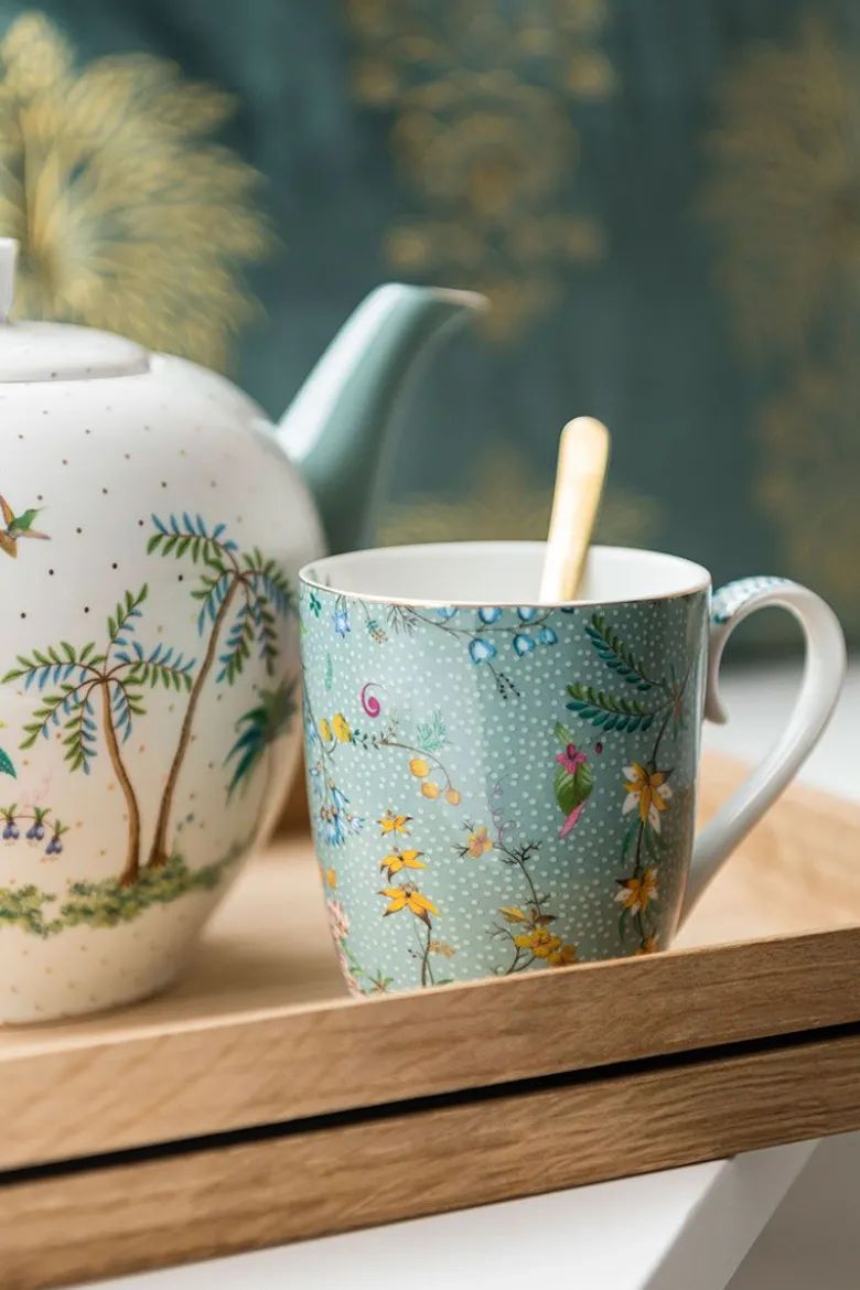 Tasse Gross Jolie Blumen Blau