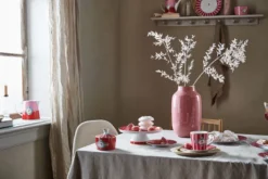 Tea for One Love Birds Medallion Streifen Rot-Rosa