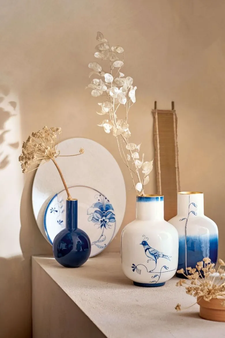 Vase Metall Pip & The Blue Bird Blau 30cm