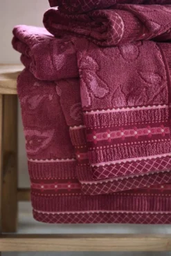 Waschlappen Set/3 Jasmin Jacquard Dunkelrosa 16x22cm